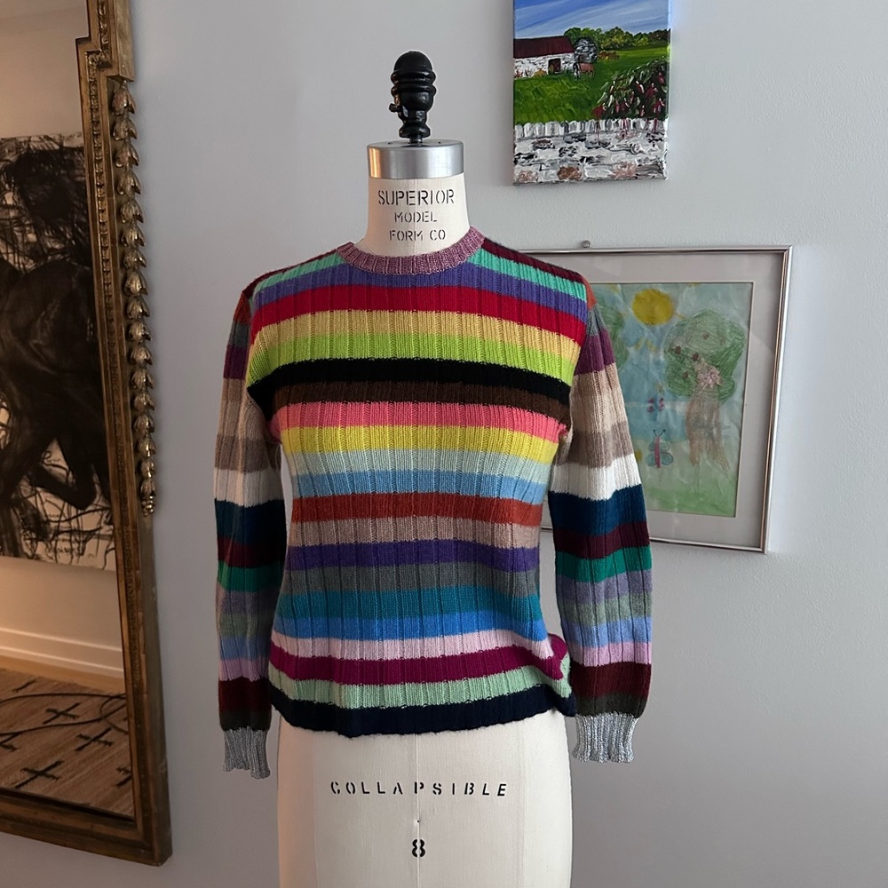 2015 Gucci Rainbow Striped Cashmere Sweater